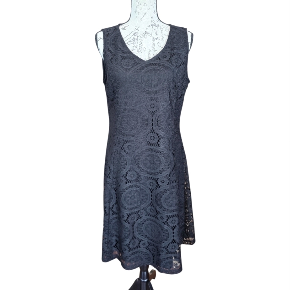 Joan Rivers Black Lace Sleeveless A-line Dress 12